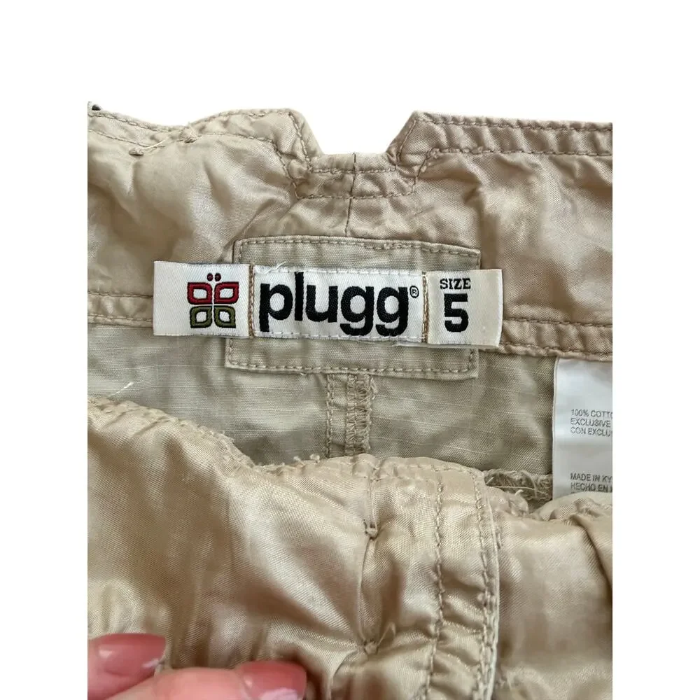 vintage y2k plugg micro mini skirt cargo tan utility skater grunge